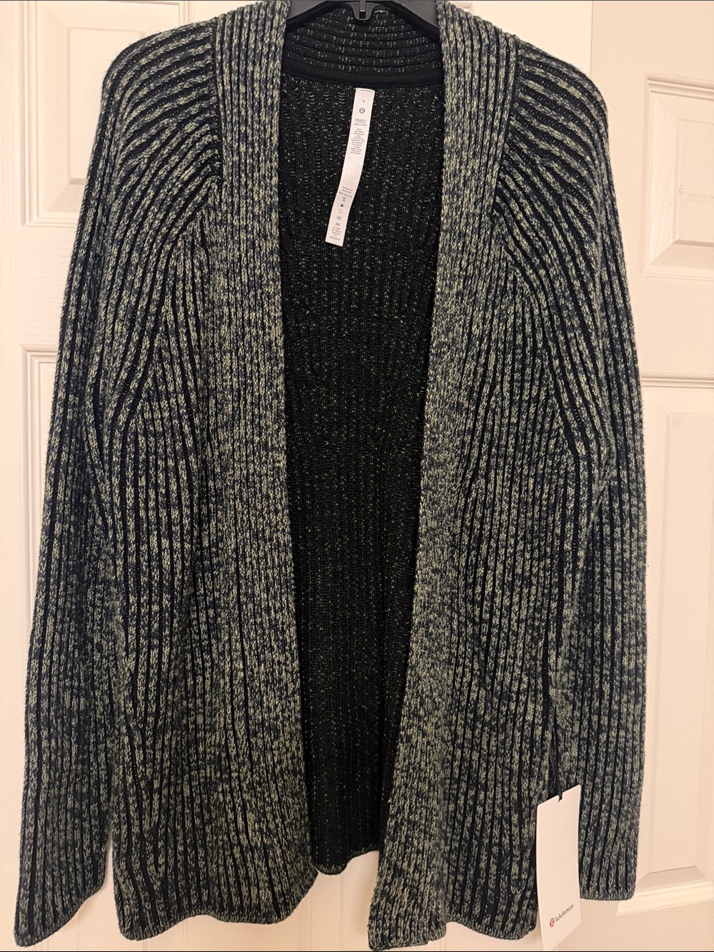NWT Lululemon cotton cashmere Ribbed Cardigan Sweater wrap- Black & Olive Green